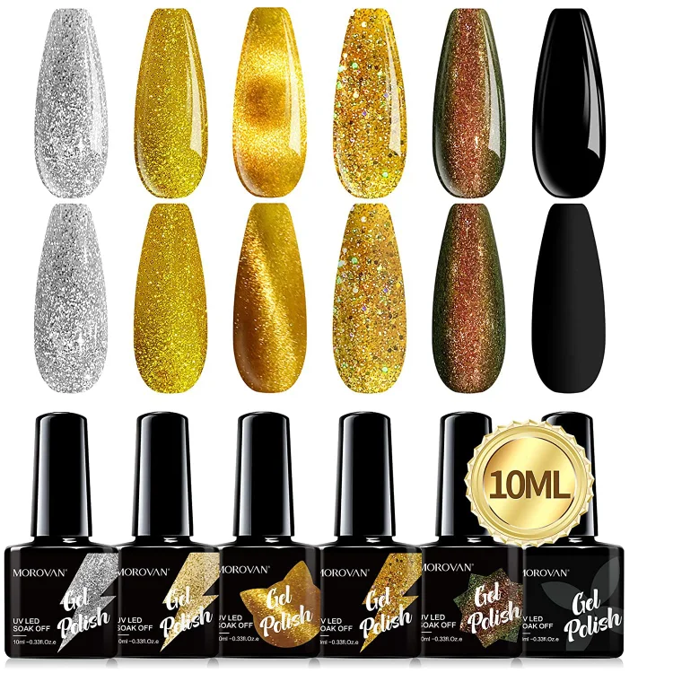 Golden Dream - 6 Colors Gold Glitter Gel Nail Polish Kit