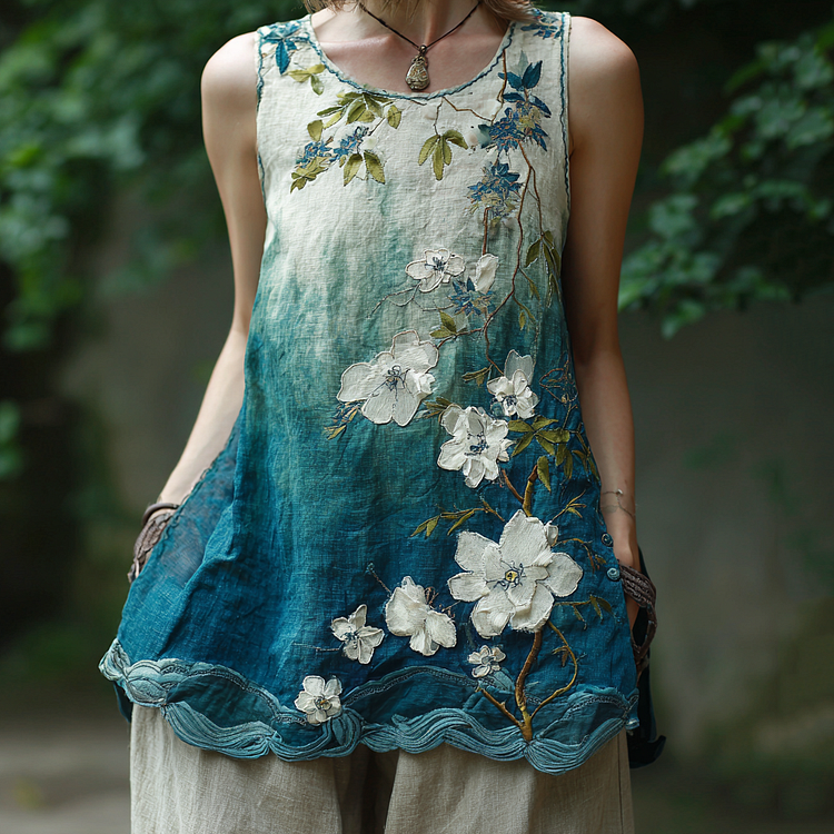 VChics Women's Vintage Japanese Cherry Blossom And Bamboo Art Shirt