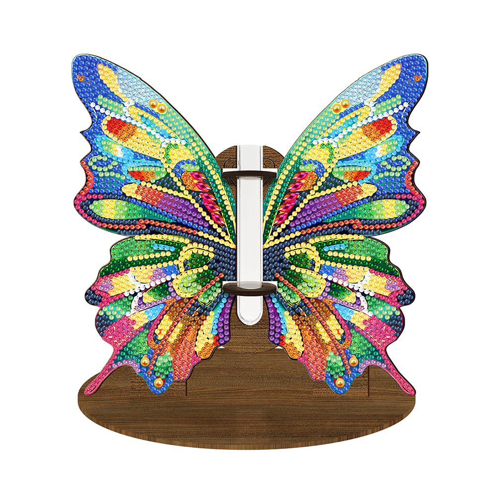 Wood Butterfly Diamond Painting Flower Vase Ornaments for Home Office Decor