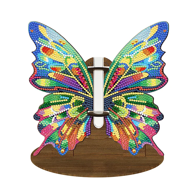 Wood Butterfly Diamond Painting Flower Vase Ornaments for Home Office Decor