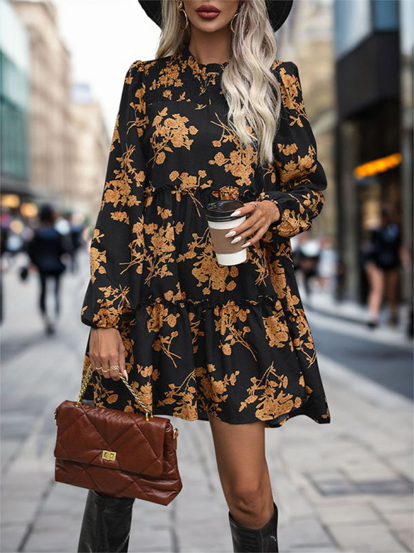 Mature Women New Retro Print Elegant Commuting Mini Dress