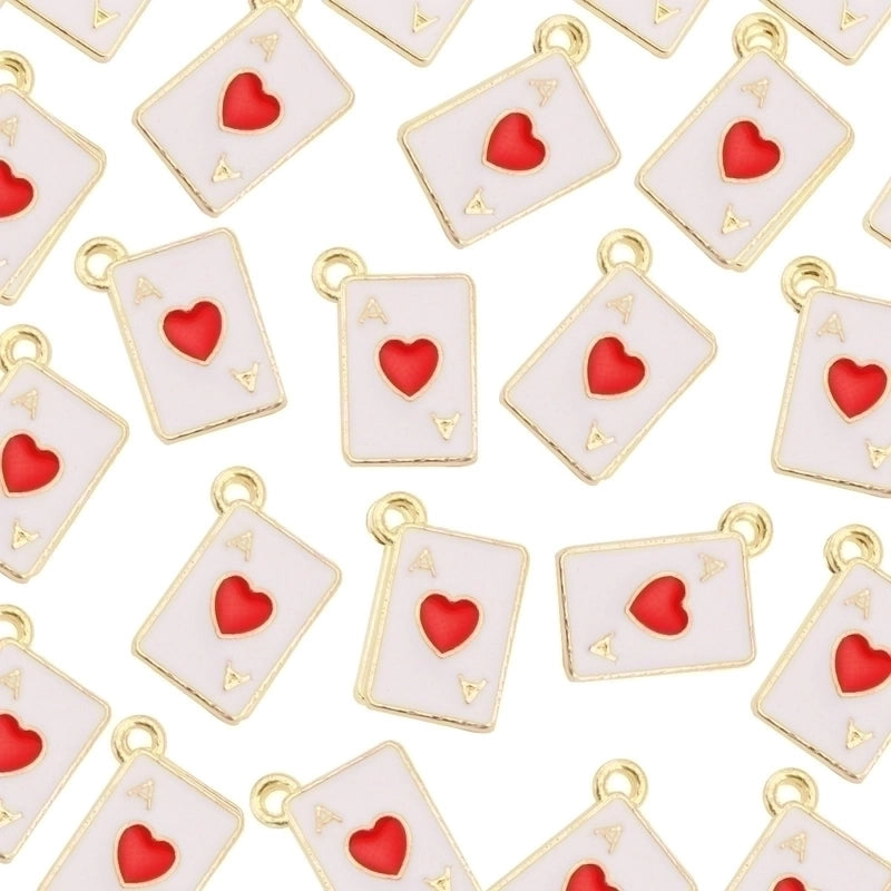 10 Pieces Minimalist Poker Alloy Enamel Pendant Jewelry Accessories