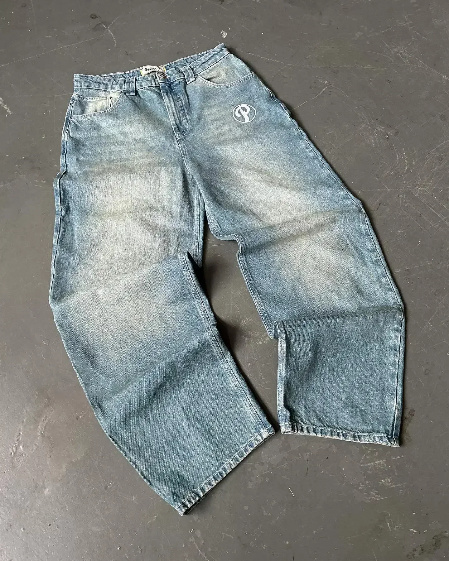 Erpret Y2K Southpole Baggy Jeans American Retro Gothic Graphic Embroidery Denim Jeans Women Harajuku Hip-Hop Wide Leg Pants Street Wear