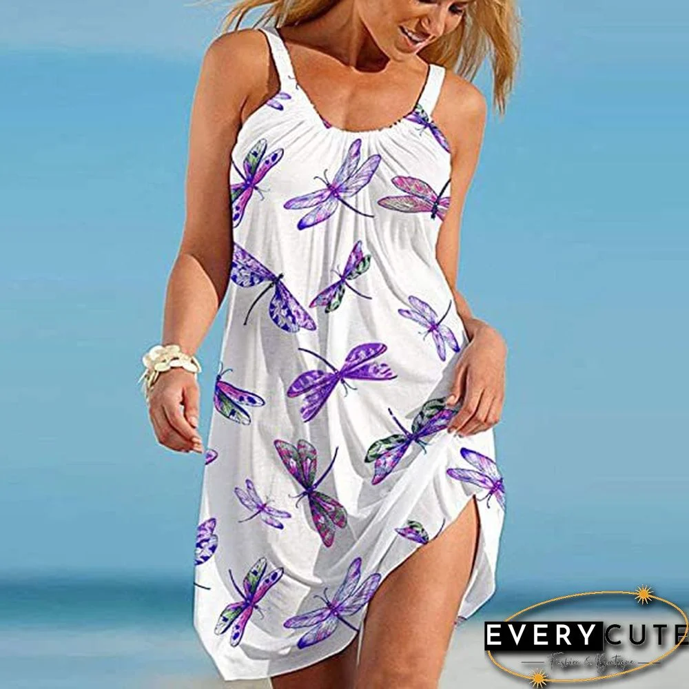 Summer Sexy Beach Dress Nature Scenery 3D Print Women Spaghetti Strap Dresses Streetwear Sunflowers Boho Female O Neck Dresses