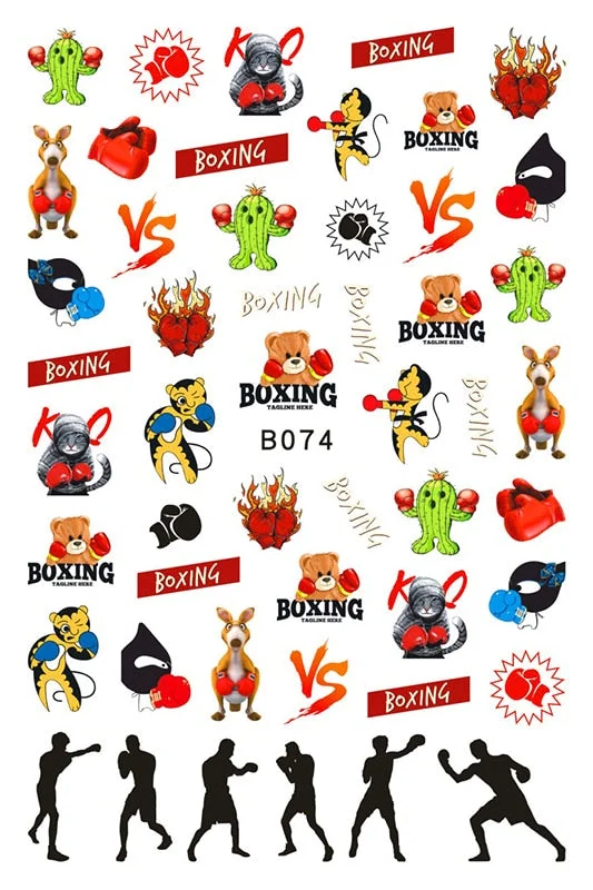 3D Flag Sport Nail Stickers for Manicure Fire Clover Decoration Decals Back Glue Designer Gymnastics Nail Art Sticker