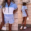 Women's Stitching Hooded Pocket Short Sports Suit Sportswear