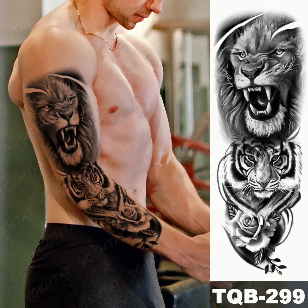 Sdrawing Arm Waterproof Traditional Temporary Tattoo Stickers Women Men Black Line Flowers Koi Crane Thigh Body Art Fake Tattoos