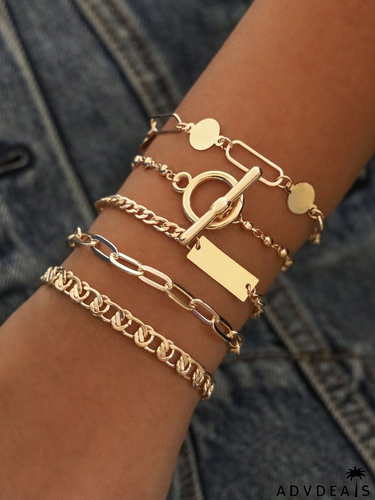 5pcs Geo Decor Chain Bracelet