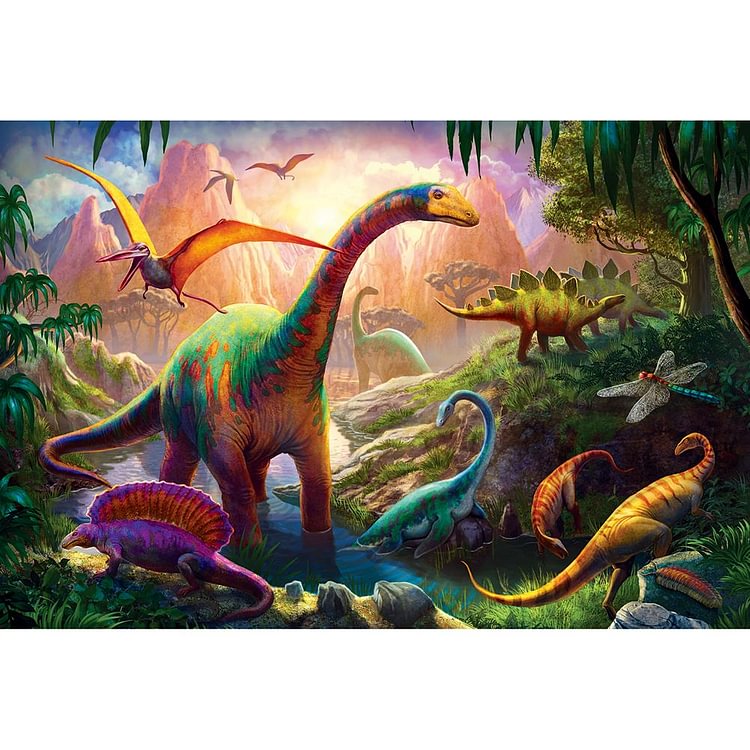 (Multi-Taille) Dinosaure - Complète Rond / Carré Peinture au Diamant  40*30cm/50*40cm