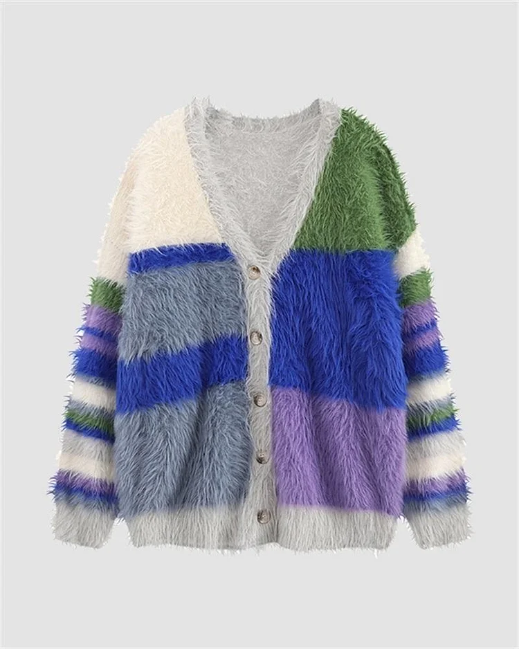 Matching Color Fluffy Cardigan