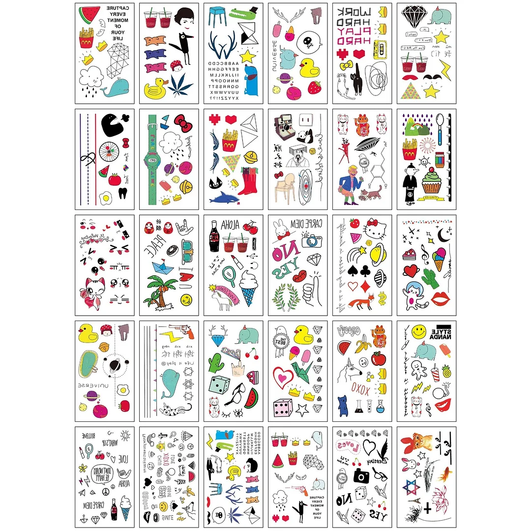 3D personality children young men and women fashion flowers simple text love arm neck wrist waterproof temporary tattoo stickers