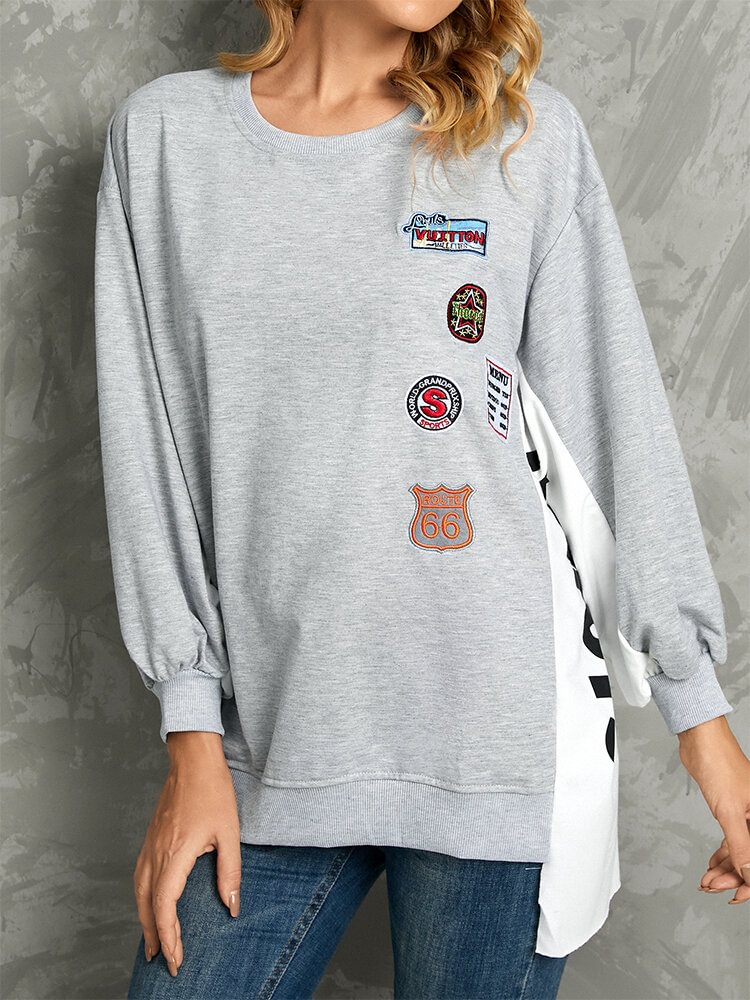 Icon Pattern Graphic Asymmetrical Casual Sweatshirt - Shop Trendy Women's Fashion | TeeYours