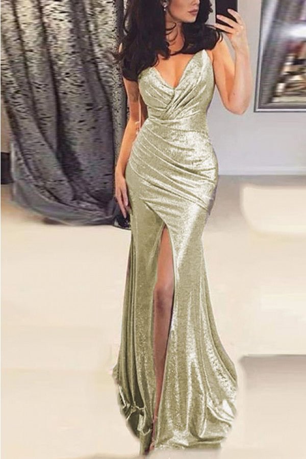 Sleeveless Slit Mermaid Prom Dress - Life is Beautiful for You - SheChoic