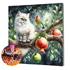 Framed Diamond Painting - Full Round Drill - Cat and Pomegranate (25x25cm)