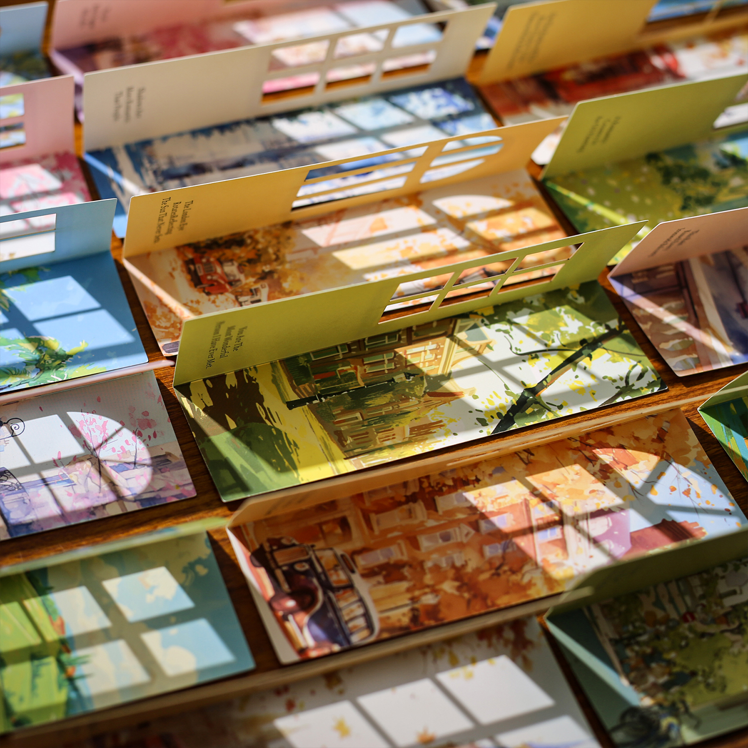 소재 종이 - 창밖 도시 시리즈 빈티지 시즌 나무 풍경