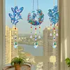 3PCS-4 5D DIY Diamond Painting Wind Chimes Suncatcher Kit Double Sided Diamond Art Kits Suncatcher with Crystal Pendant for Home Wall Window Decor Adults DIY Art Craft