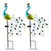 Metal Peacock Garden Ornament Lamp Waterproof LED for Courtyard Garden Path Lawn