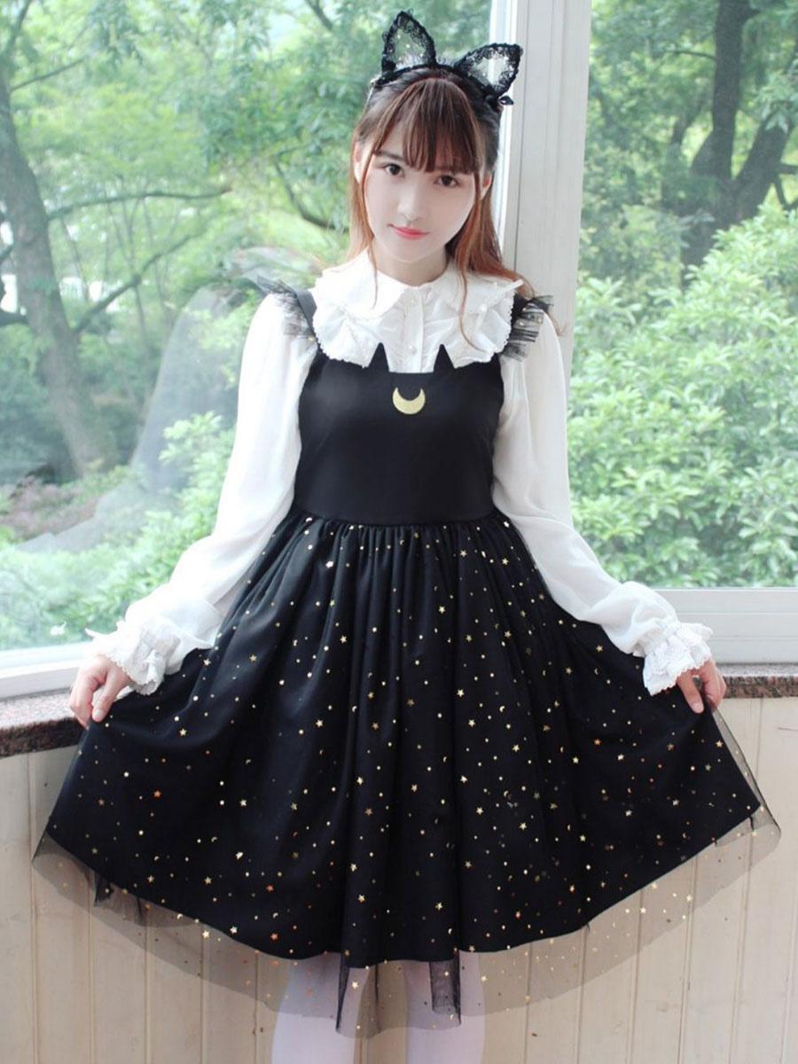 Sweetheart Black Polyester Sleeveless Ruffle JSK Lolita Dress