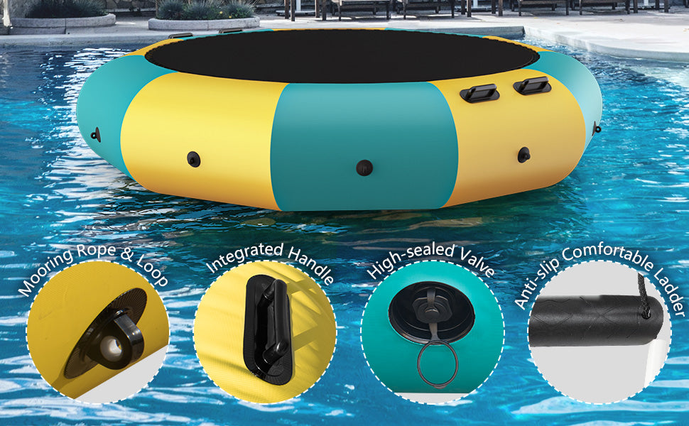 10FT Inflatable Water Trampoline Recreational Water Bouncer