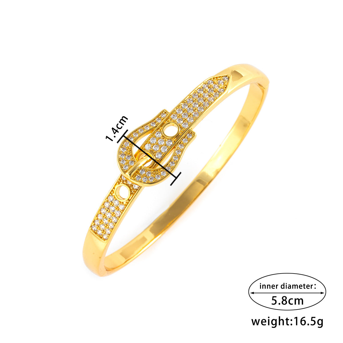 18K Real Gold Electroplated Zircon Horseshoe Buckle Bracelet Bracelet Niche Versatile Hand Jewelry