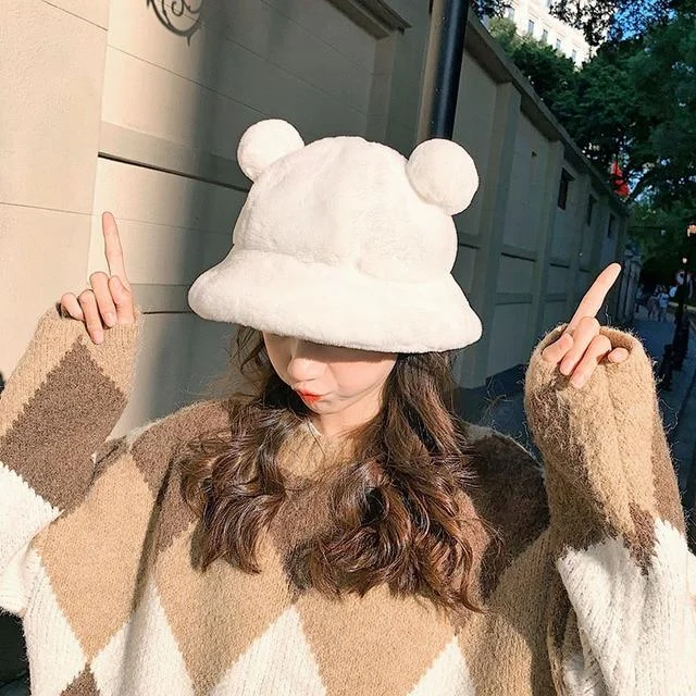 Faux Fur Bear Bucket Hat