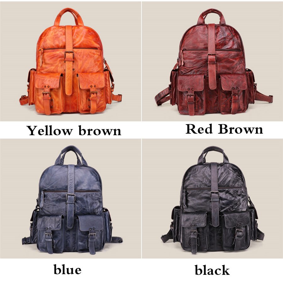 Color Display of Woosir Backpack Vintage Genuine Leather