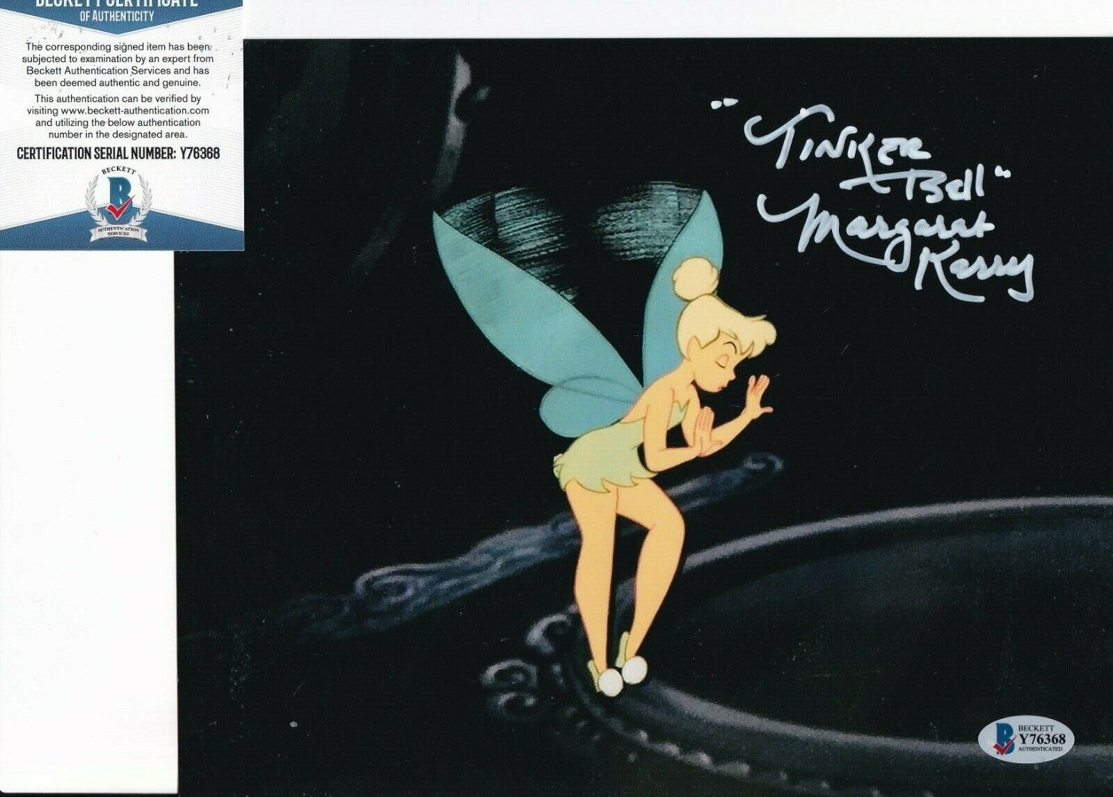 MARGARET KERRY signed (TINKER BELL) PETER PAN 8X10 Photo Poster painting BECKETT BAS Y76368