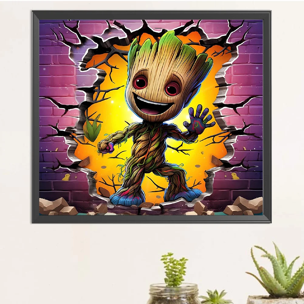 Diamond Painting - Full Round Drill - Groot Breaking Wall(Canvas|40*35cm)