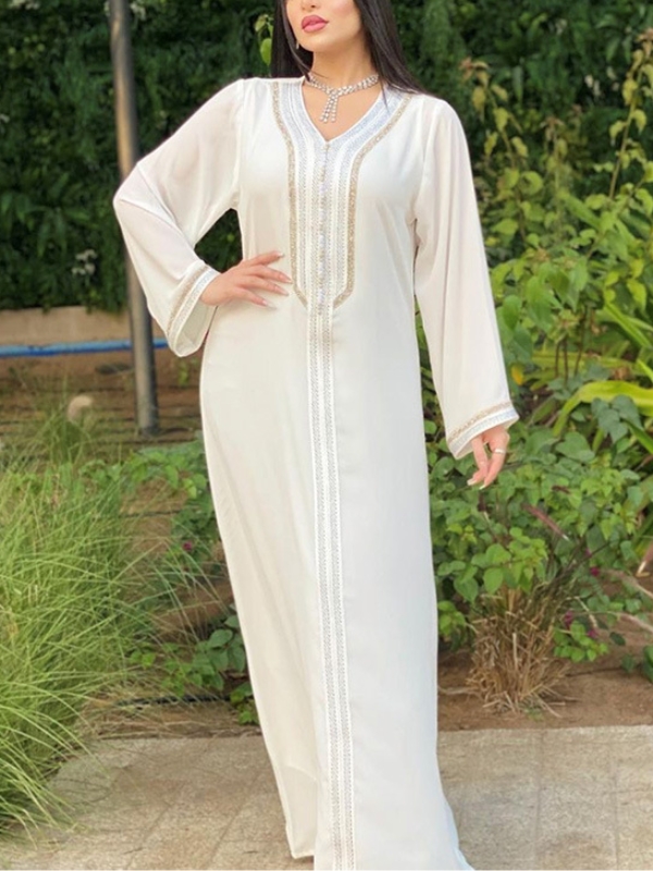 Fashionable V-neck Long Skirt with Full Skirt and Vest Two-piece Set | Oxredo Shop Ramadan Sale