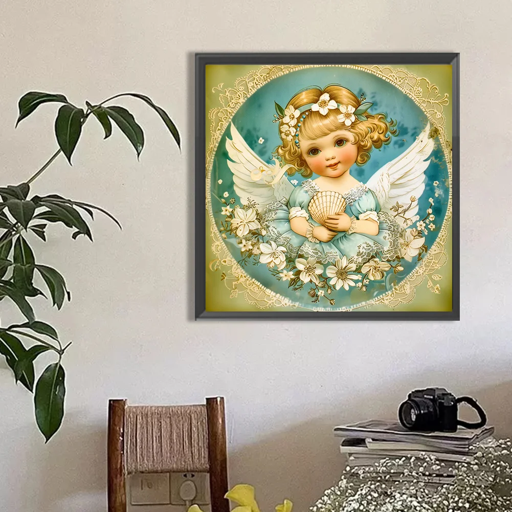 Full Round Diamond Painting 40*40cm - Fashionable Shell Angel Girl