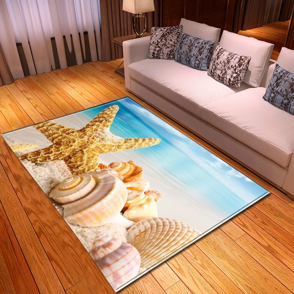 Living Room Sofa Carpet Home Bedroom Children's Decor Floor Rugs Seaside Pattern Coffee Table Hallway Balcony Kids Bedside Mat