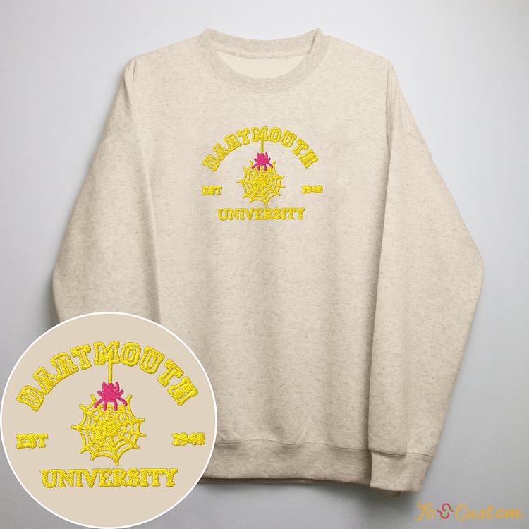 TOSCUSTOM™ Colorful Custom Embroidered University Spiderweb Halloween Sweatshirt
