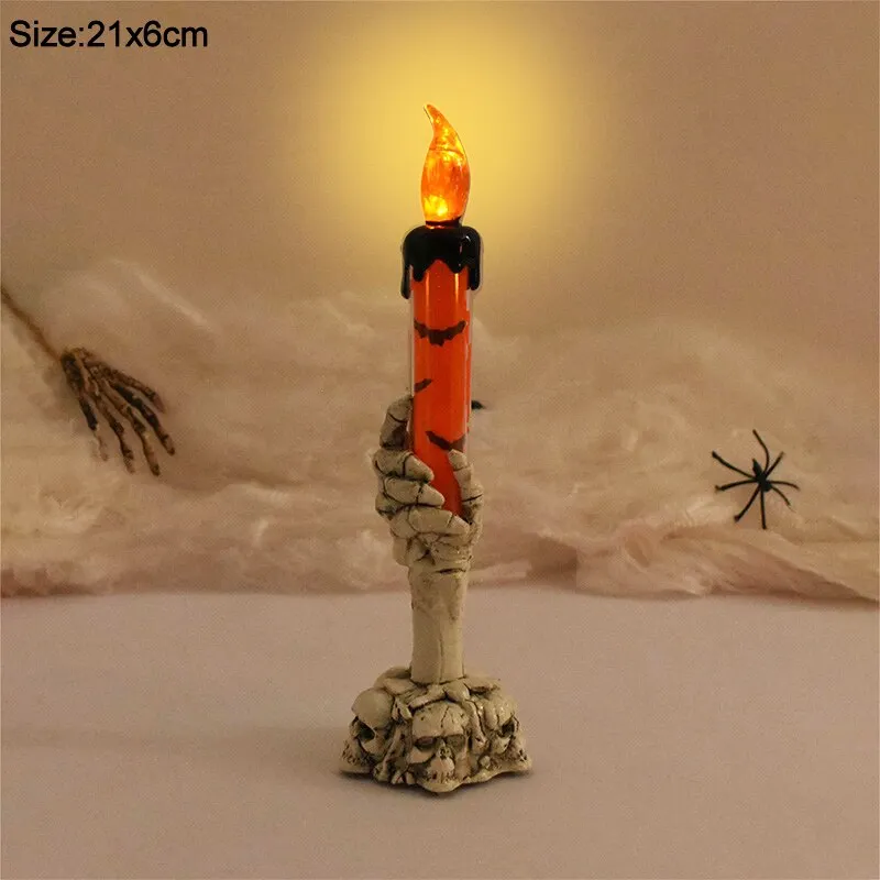 Halloween Led Candle Light Skeleton Ghost Hand Smoke-free Light Horror Props Halloween Party Decoration Supplies Kids Toy Gift