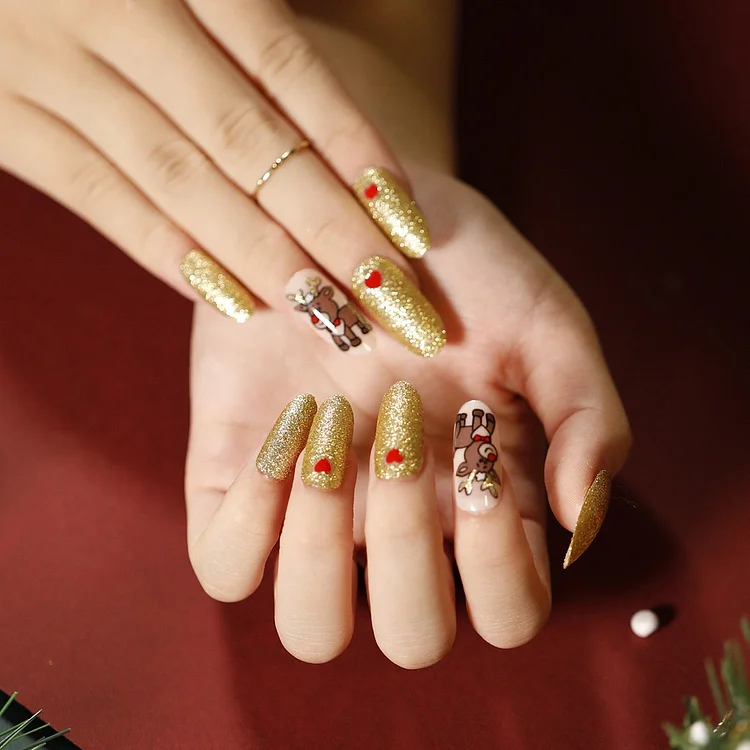 Christmas Series Fake Nails Full Cover Fake Nails DIY Glue Press On Nails Nail Supplies For Professionals
