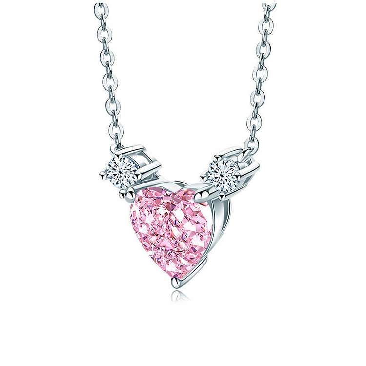Jolieaprile Loving Heart Pink Diamond Necklace