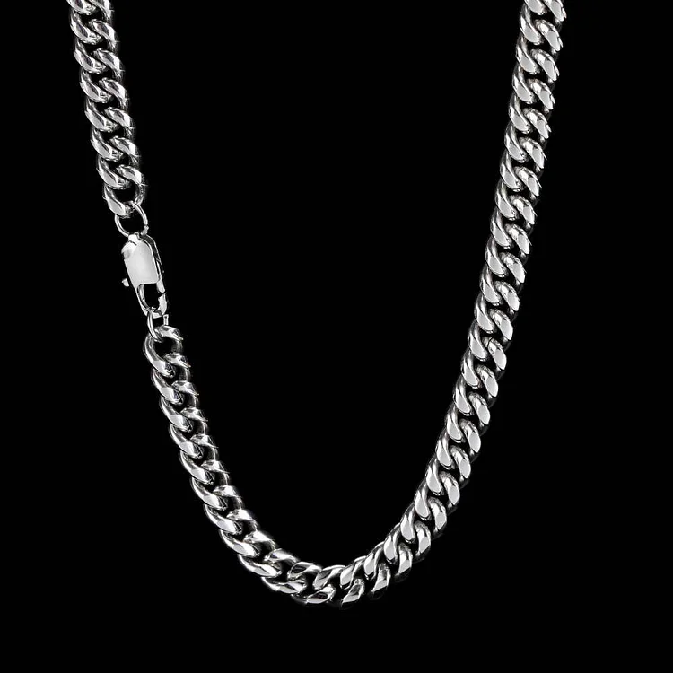 8MM 18K Gold Plated Classic Cuban Chain Stainless Steel Necklace-VESSFUL