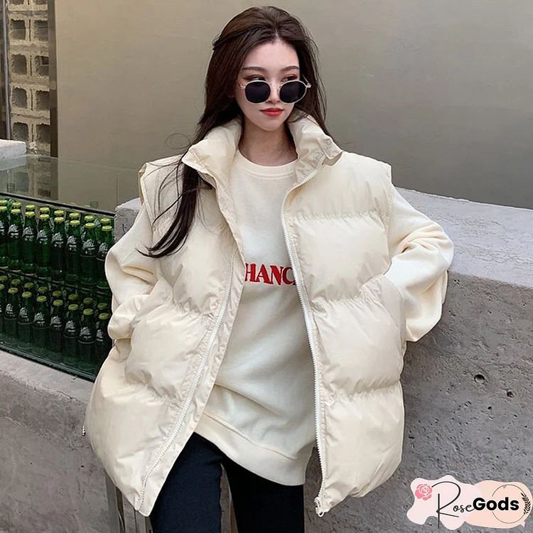 Autumn Warm Elegant Waistcoat Women Pink Solid Student Tanks Sleeveless Simple Loose Jacket Korean Fashion Lady Outwear New