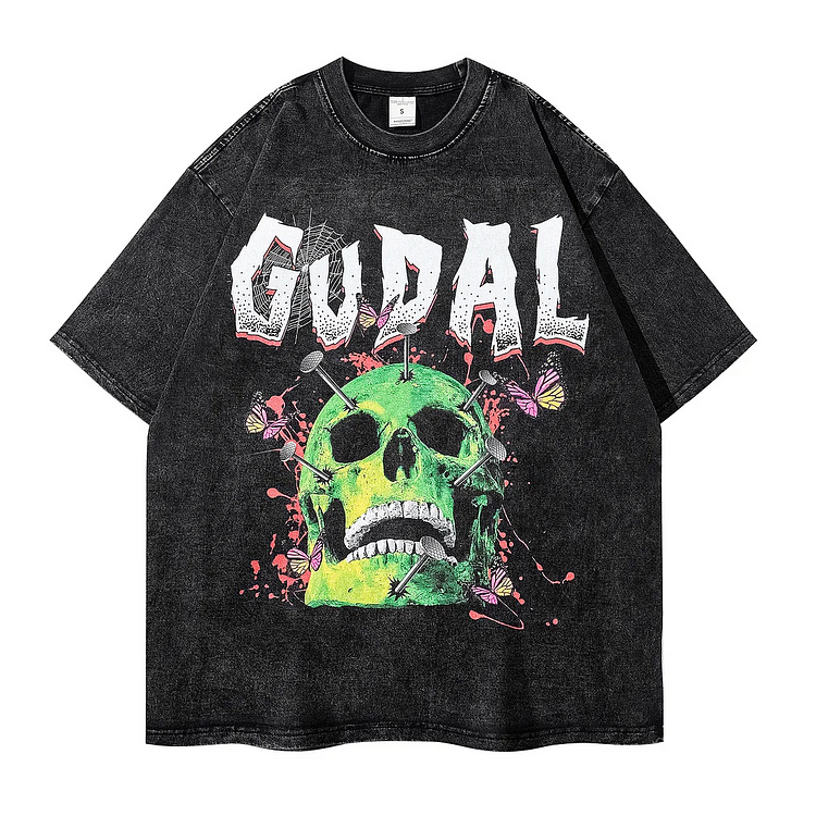 Sopula Loose Skull Print Washed T-Shirt