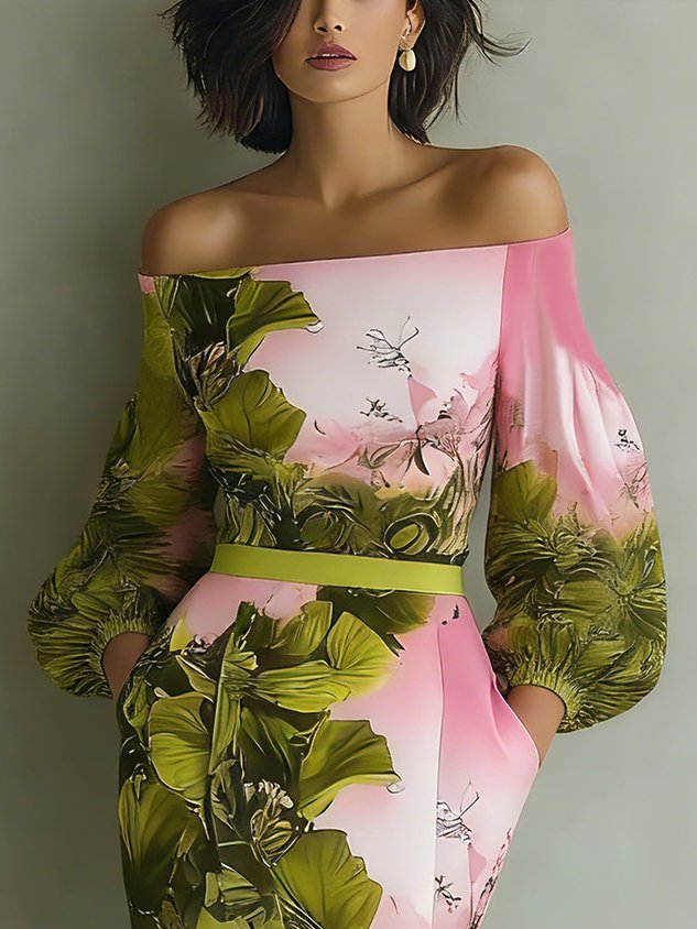 Elegant Floral Printing Off The Shoulder Blouse mysite idetrend
