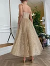 Gold Champagne Sparkling Formal Dress Glittery Party Ball Gown Prom Homecoming Wedding Guest Outfit Maxi Tea Length A Line Sweetheart