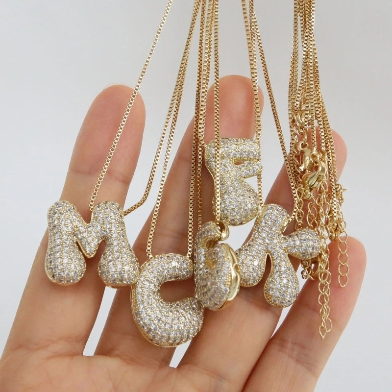 Copper Minimalist Plating Letter Pendant Necklace