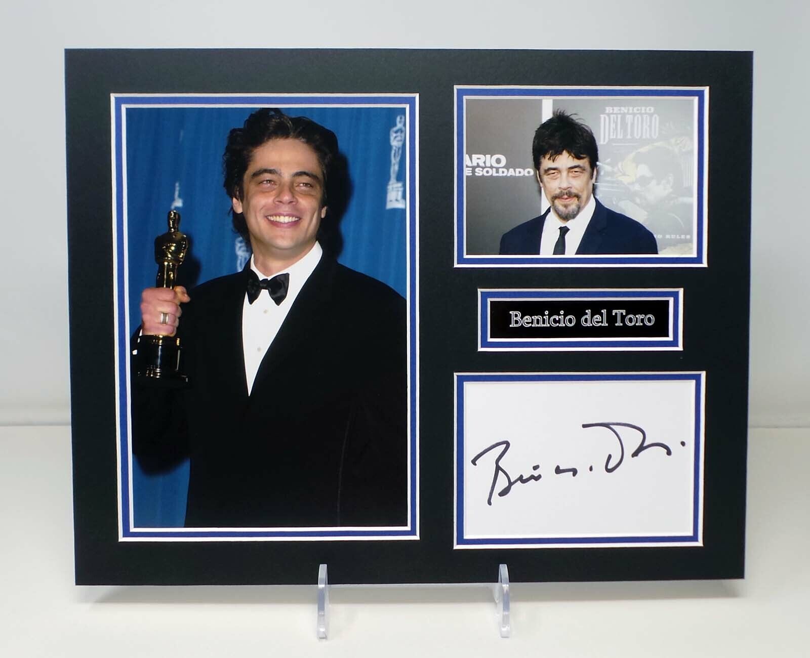 Benicio Del TORO Signed Mounted Photo Poster painting Display AFTAL RD COA Actor Film Producer