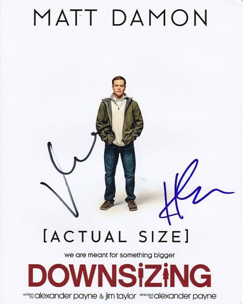 Matt damon and hong chau signed autographed downsizing Photo Poster painting