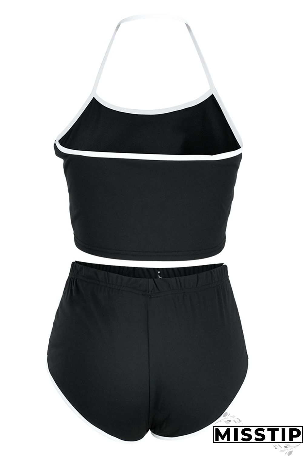 Green Fashion Casual Solid Patchwork Backless Halter Sleeveless Two Pieces