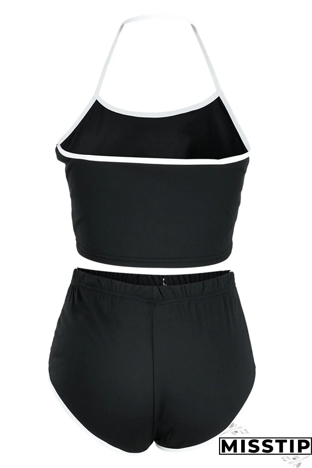 Green Fashion Casual Solid Patchwork Backless Halter Sleeveless Two Pieces