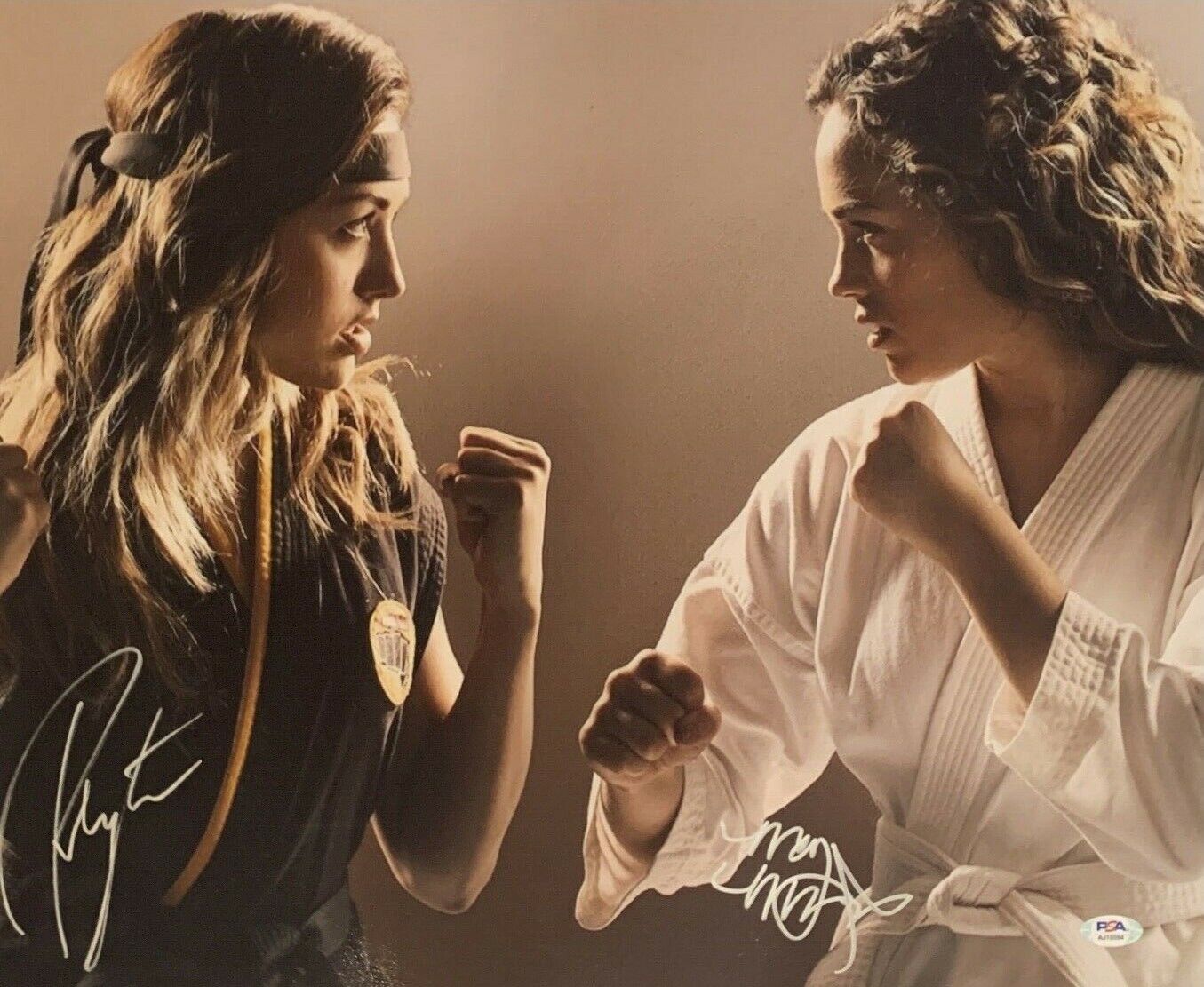 Mary Mouser & Peyton List Signed 16x20 Photo Poster painting Cobra Kai PSA AJI5594