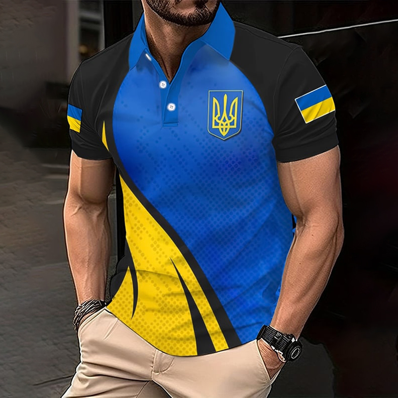 Comstylish Men's Ukraine Short Sleeve Polo Shirt