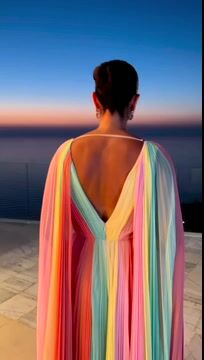 Bohemian Formal Gradual Change Contrast V Neck Dresses