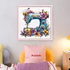 Flower Sewing Machine-Partial 11CT Stamped Cross Stitch Bead Embroidery 36*36cm tapestrymarket