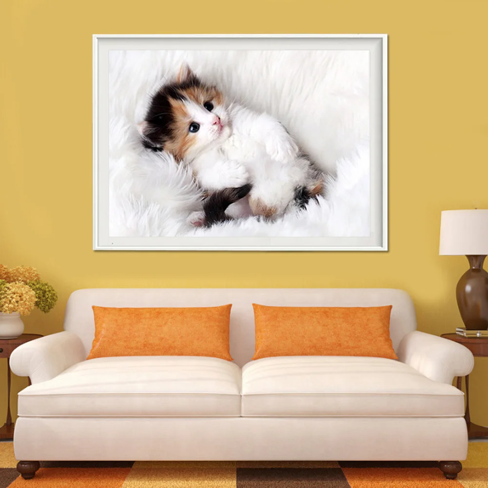 Round Diamond Painting 40*30cm - Cute Cat